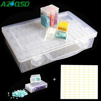 AZQSD Diamond Siuvinėjimo 64pcs Sandėliavimo Dėžės, Plastikiniai Patogumui Diamond Tapybos, Mozaikos Įrankis Aksesuaras Gręžimo Dovana