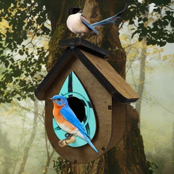 Ranka Raižyti Medžio Birdhouses,Lapų Formos Kabo Paukštis Namo Lauko Sodo Lauko Dekoratyviniai Lapai Mediniai Birdhouse
