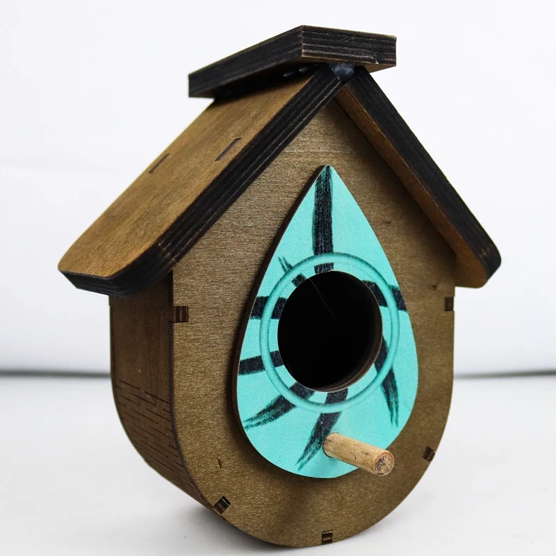 Ranka Raižyti Medžio Birdhouses,Lapų Formos Kabo Paukštis Namo Lauko Sodo Lauko Dekoratyviniai Lapai Mediniai Birdhouse 2
