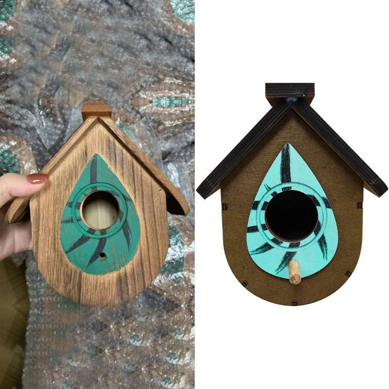 Ranka Raižyti Medžio Birdhouses,Lapų Formos Kabo Paukštis Namo Lauko Sodo Lauko Dekoratyviniai Lapai Mediniai Birdhouse 3
