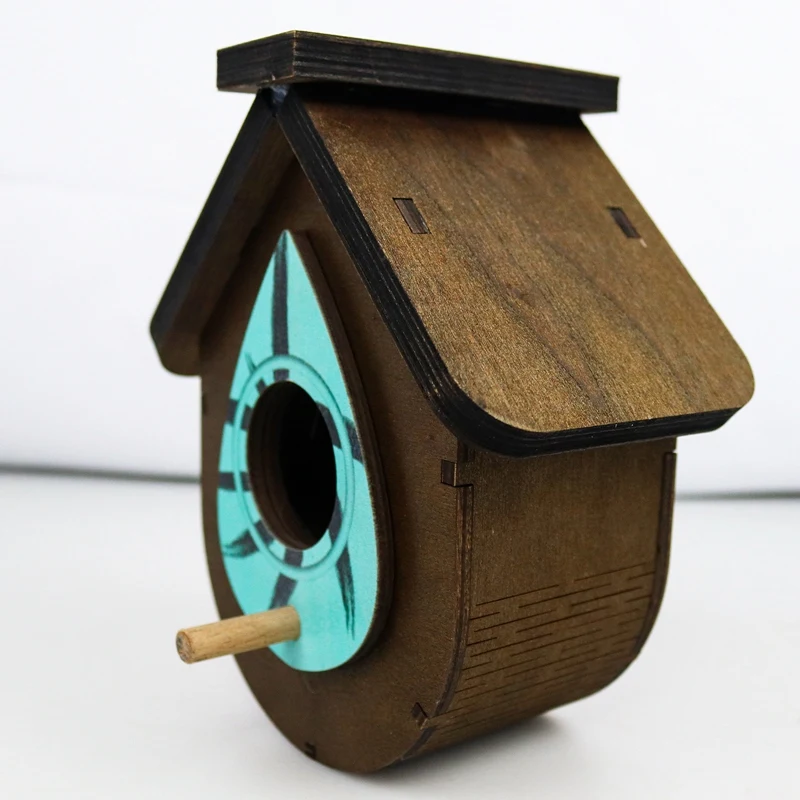 Ranka Raižyti Medžio Birdhouses,Lapų Formos Kabo Paukštis Namo Lauko Sodo Lauko Dekoratyviniai Lapai Mediniai Birdhouse 5